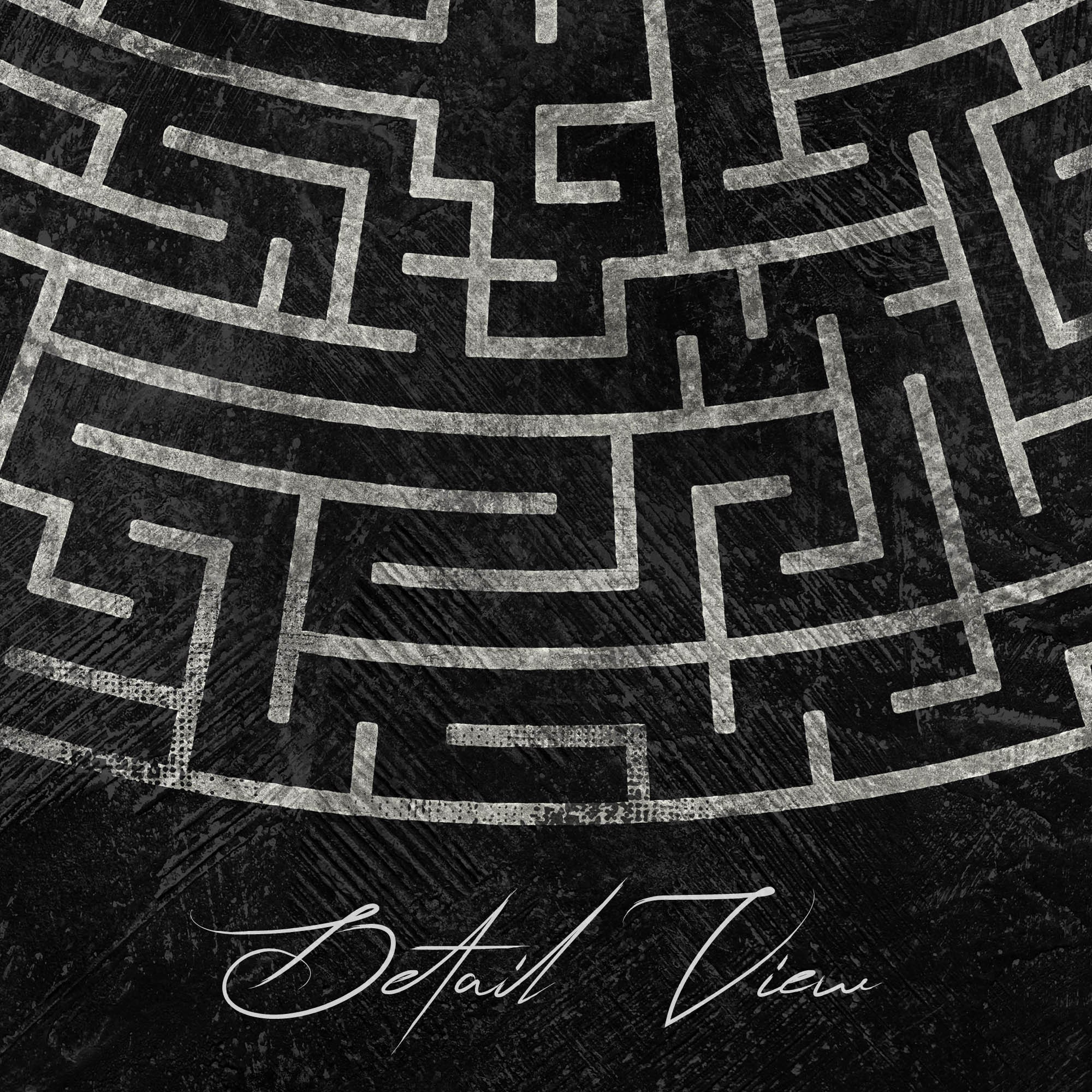 Dark Aesthetic Circle Labyrinth Printable Wall Art, Square Black 