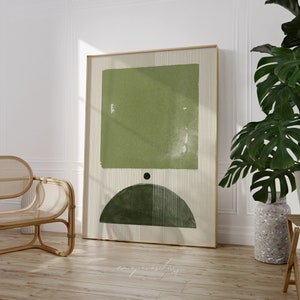 Olive Green Mid Century Modern Wall Art, Printable Abstract Green ...