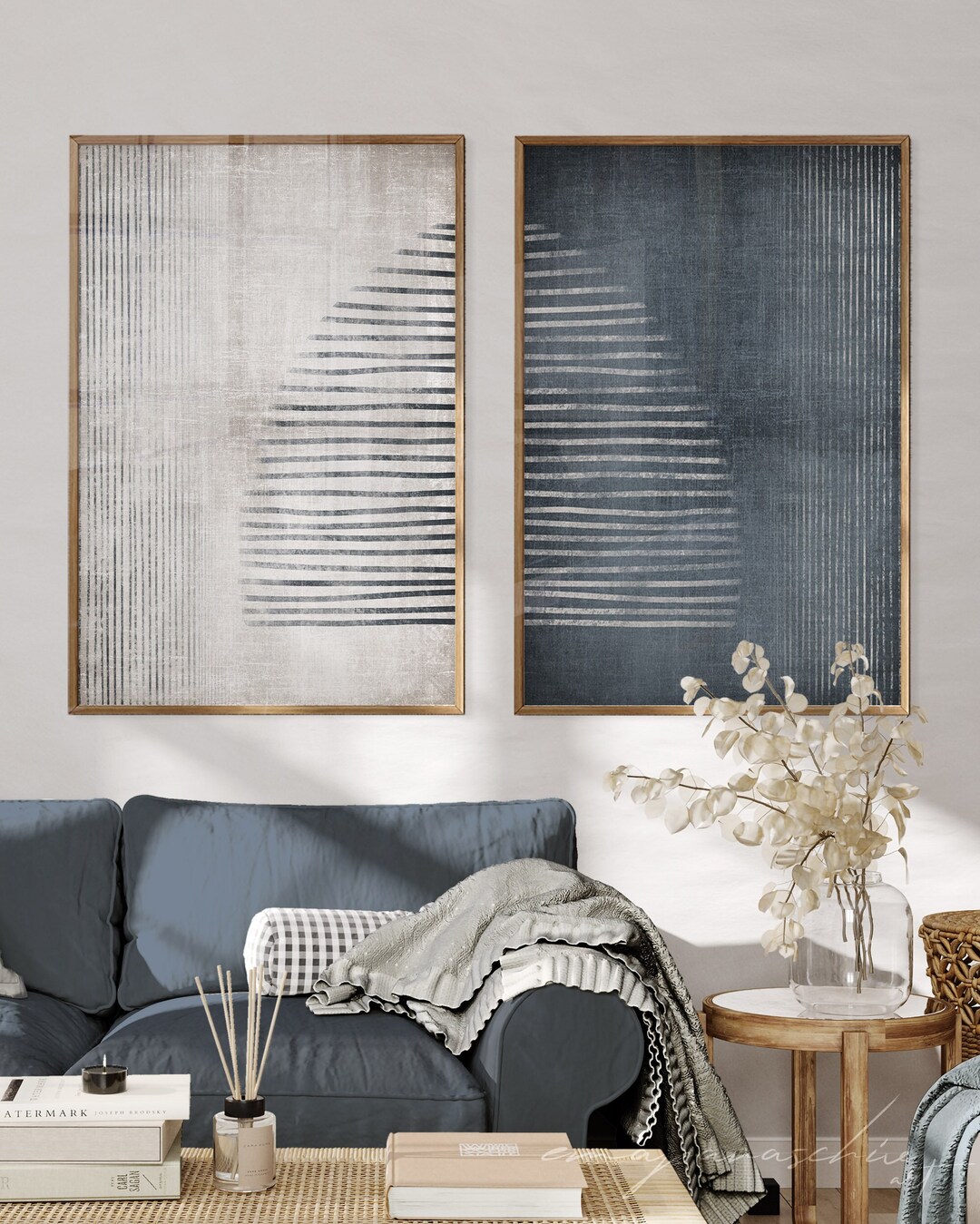 Dusty Blue Printable Art Set Indigo Minimalist Art Prints - Etsy