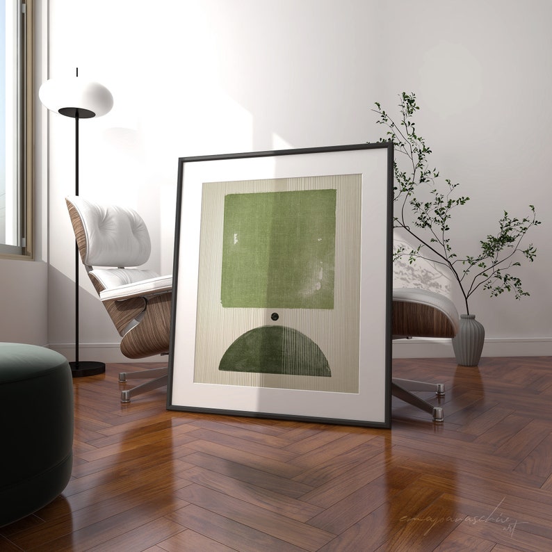 Olive Green Mid Century Modern Wall Art Printable Abstract - Etsy
