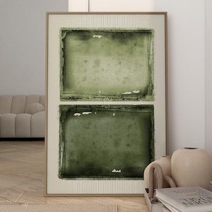 Hunter Sage Green 2 Piece Digital Art Prints, Modern Japandi Printable Wall Art, Vintage Green Aesthetic Home Decor, Wabi Sabi Double Print image 8