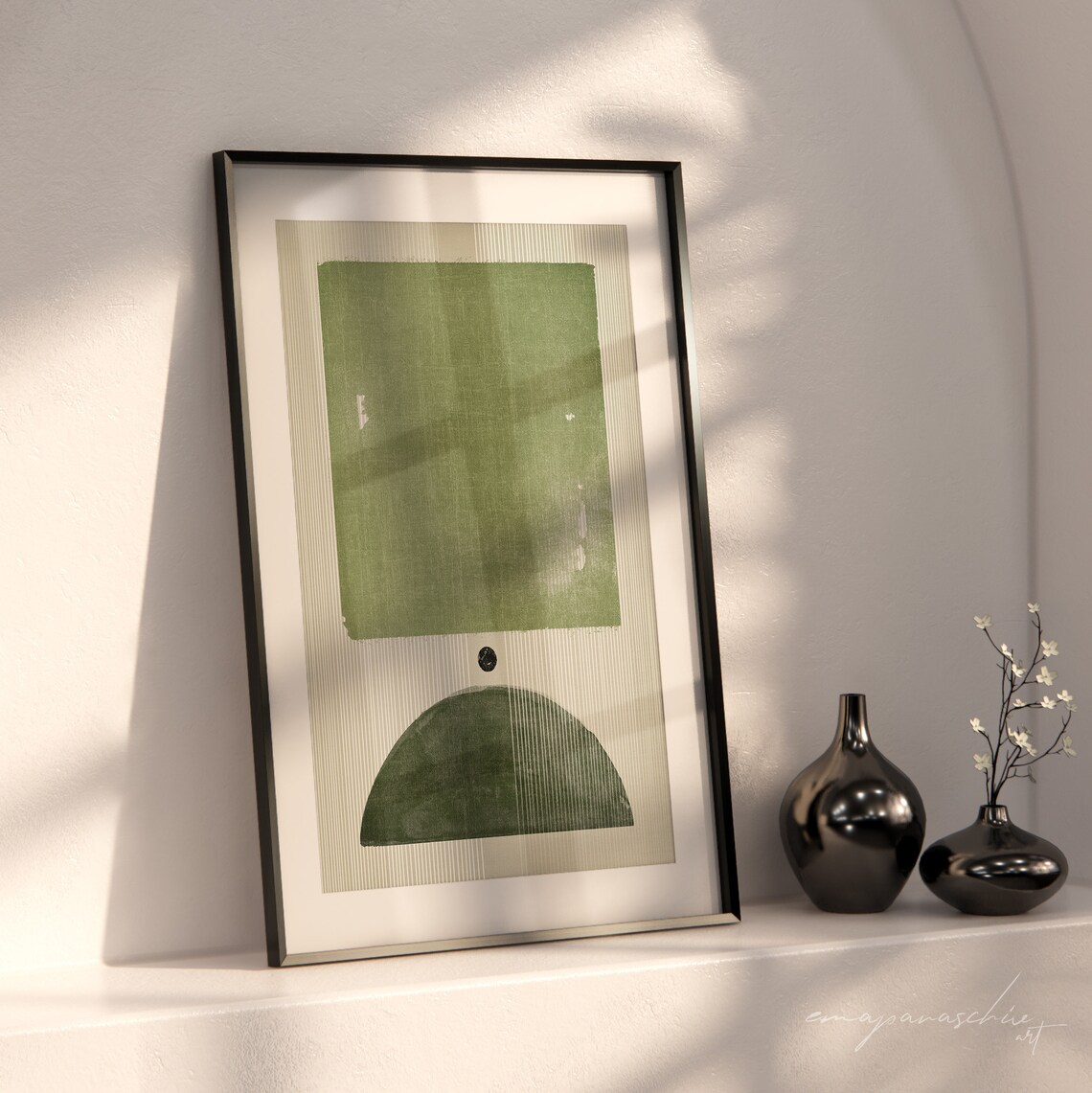 Olive Green Mid Century Modern Wall Art Printable Abstract - Etsy