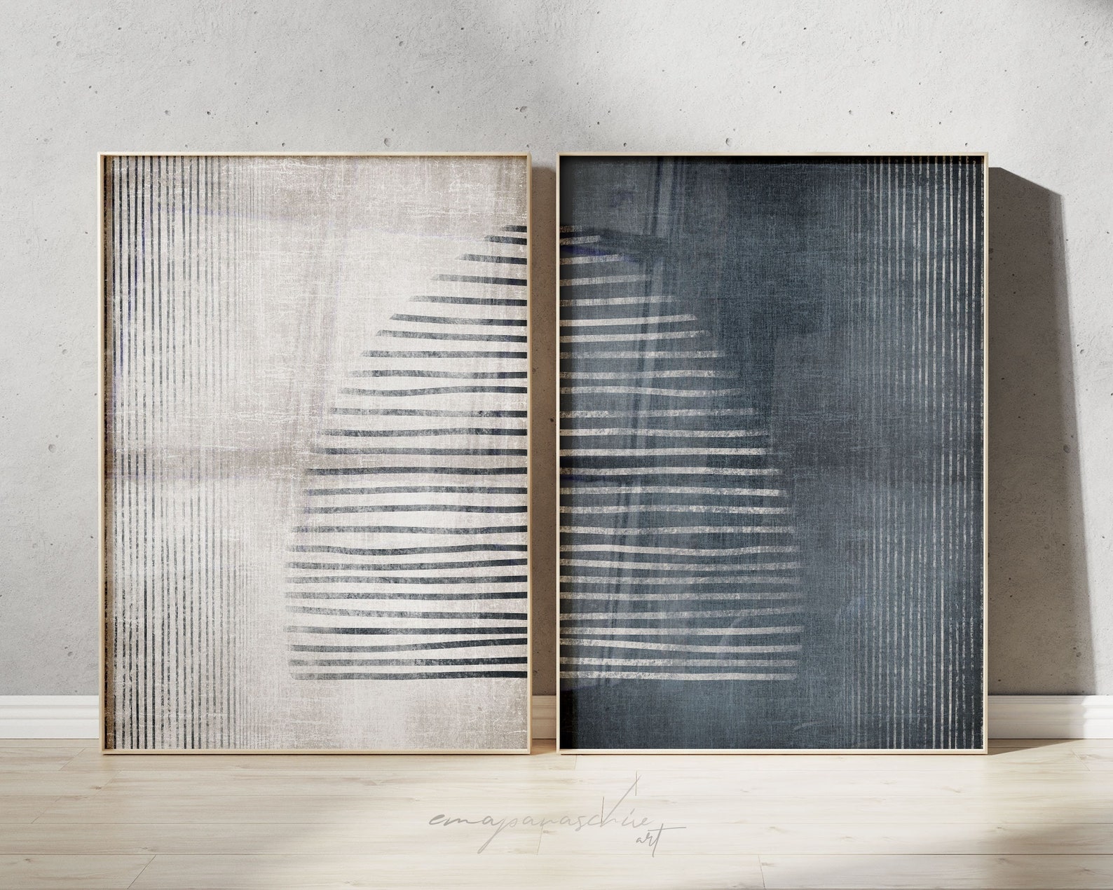 Dusty Blue Printable Art Set Dark Blue Minimalist Art Prints - Etsy
