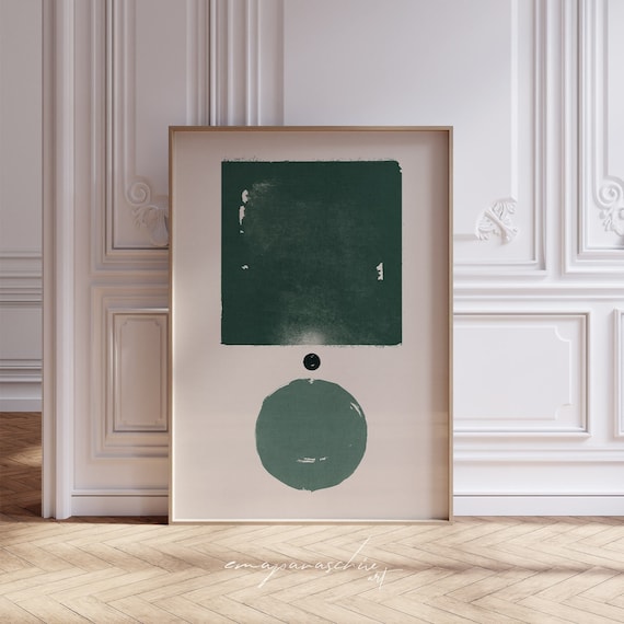 Printable Emerald Jade Green Extra Large Wall Art, Minimalist Scandinavian Downloadable Masculine Home Decor