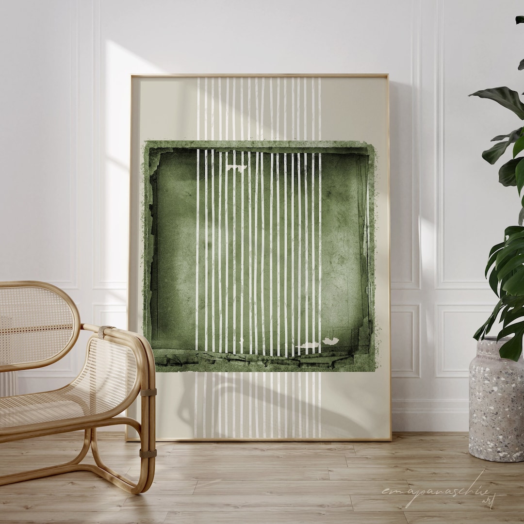 Olive Green Modern Printable Wall Art, Rusty Dark Green Abstract Print ...