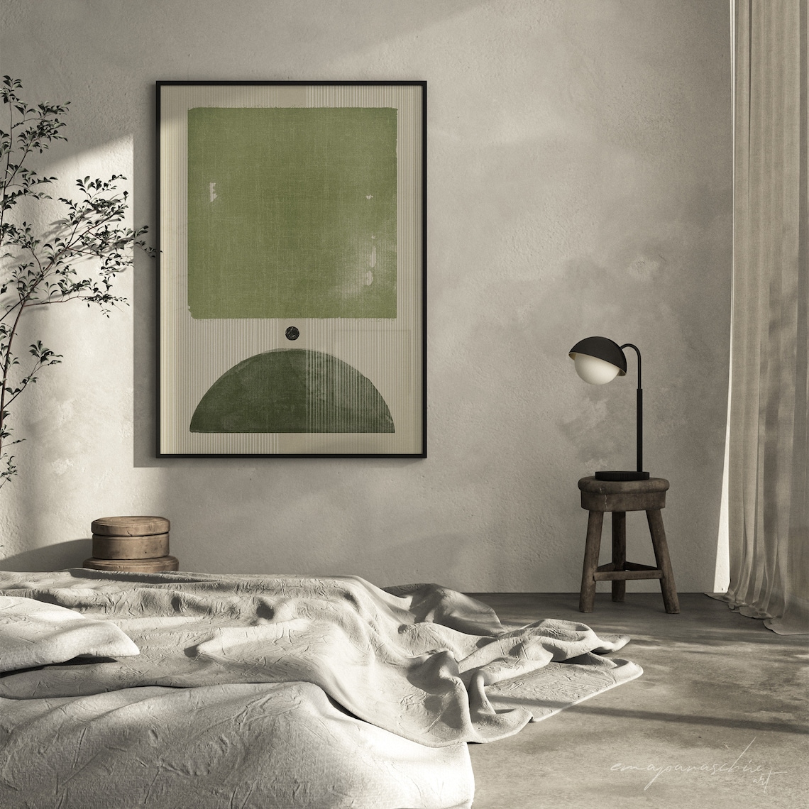 Olive Green Mid Century Modern Wall Art Printable Abstract - Etsy