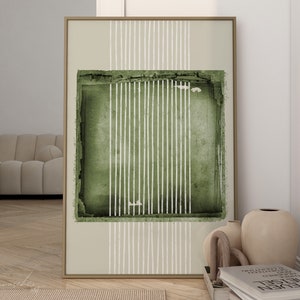 Hunter Sage Green 2 Piece Digital Art Prints, Modern Japandi Printable Wall Art, Vintage Green Aesthetic Home Decor, Wabi Sabi Double Print image 9