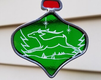 Weihnachten Hirsch Glas ornament