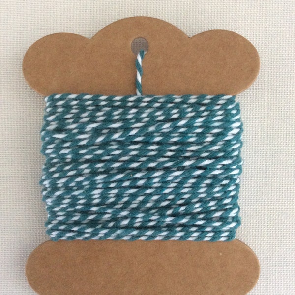 Bakers Twine - Teal & White Cotton - 10 metres