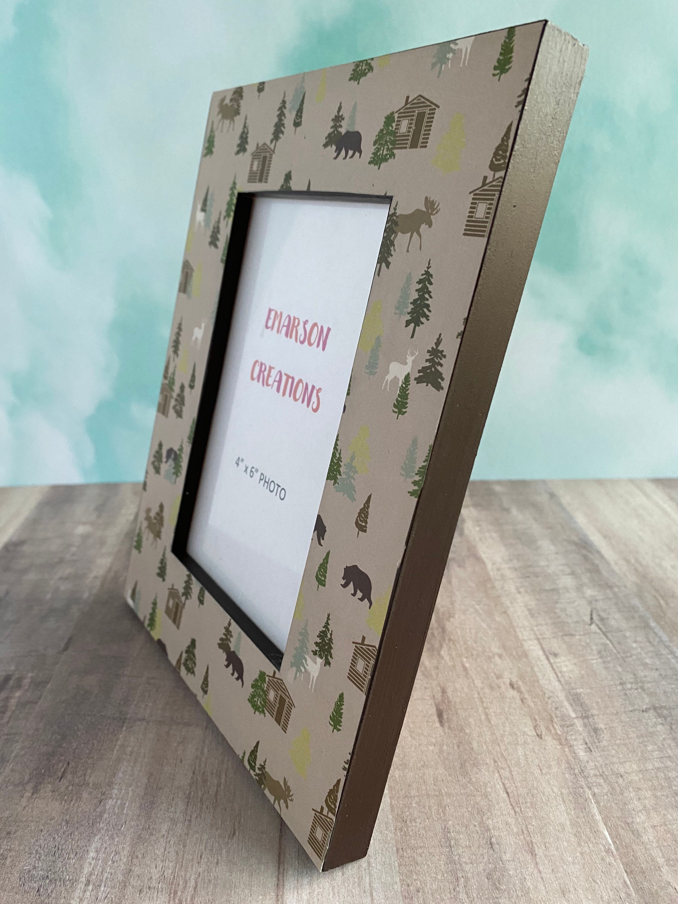 Gift Rustic Decor Deer 4x6 Picture Frame Lodge Woods Cabin Mountains Nature Meta 