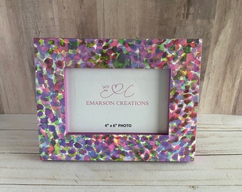 Pretty Colorful Picture Frame 4x6 Photo Watercolor Gift for Girl Cool Trendy Frame Teenage Girl Frame Pink Purple Green Multicolored Frame