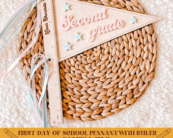 First day of school pennant svg, first day of school sign svg, back to school svg, pennant flag svg, first day of school svg, ruler svg, svg