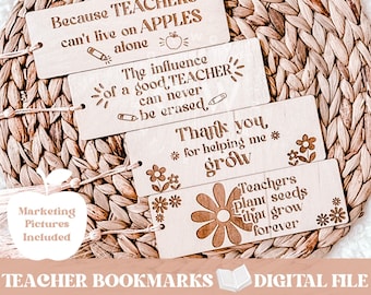 Teacher gift svg, teacher bookmark file, teacher appreciation file, teacher svg, teacher file, bookmark svg, glowforge file, laser ready,