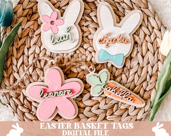 Easter tags svg, easter basket tags svg, basket tags svg, easter svg, bunny svg, rabbit svg, easter decor svg, easter basket svg, bunny tag