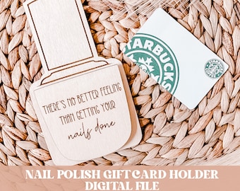 Gift card holder svg, nail polish svg, gift card holder file, nail polish file, glowforge svg, laser cut svg, gift svg, nails gift card svg