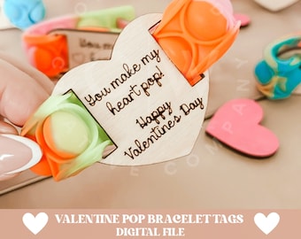Valentine pop bracelet tags svg, valentine tags svg, valentine gifts svg, valentine school gift svg, valentine svg, heart svg, pop tags svg
