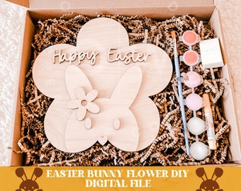 Easter bunny flower diy svg, easter bunny svg, easter diy kit svg, easter paint kit svg, easter svg, bunny diy kit svg, bunny svg, paint diy