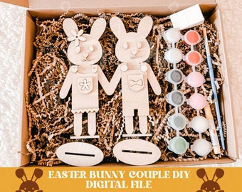 Easter bunny couple diy svg, easter bunny svg, easter diy kit svg, easter paint kit svg, easter svg, bunny diy kit svg, bunny svg, paint diy