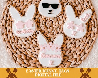 Easter basket tags svg, easter tags svg, basket tags svg, easter svg, bunny svg, rabbit svg, easter decor svg, easter basket svg, bunny tag