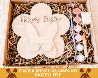 Easter bunny glasses diy svg, easter bunny svg, easter diy kit svg, easter paint kit svg, easter svg, bunny diy svg, bunny svg, paint diy