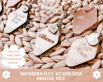Llaveros para el Día de la Madre (SVG), regalo para el Día de la Madre (SVG), archivo de regalo para el Día de la Madre (SVG), Glowforge (SVG), llavero (SVG), archivo de llavero (SVG), Día de la Madre (SVG), SVG