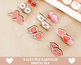 Valentine earrings svg, heart earring svg, valentine svg, earrings svg, valentine studs svg, valentine gift svg, valentine earrings file