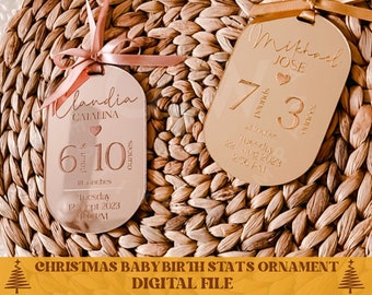 Statistik för bebis födelse ornament svg, barnets första julgransprydnad svg, bebis julgransprydnad svg, bebis ornament svg, första julgransprydnad