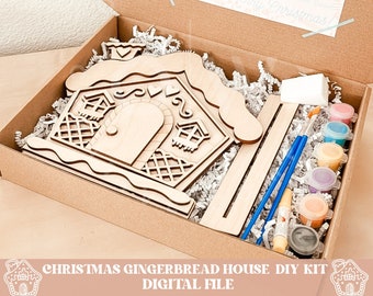 Lebkuchenhaus DIY Kit svg, Lebkuchenhaus svg, DIY Kit svg, Weihnachts-DIY-Kit svg, Bastelkit für Kinder, Weihnachtsdekor svg, Haus svg