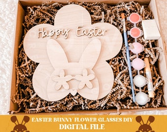 Easter bunny flower diy svg, easter bunny svg, easter diy kit svg, easter paint kit svg, easter svg, bunny diy kit svg, bunny svg, paint diy