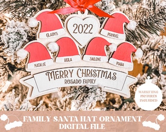 Christmas ornament svg, santa hat svg, family christmas ornament file, santa ornament svg, christmas svg, santa ornament svg, christmas file