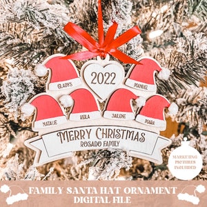 Adorno navideño SVG, gorro de Papá Noel SVG, archivo de adorno navideño familiar, adorno de Papá Noel SVG, Navidad SVG, adorno de Papá Noel SVG, archivo de Navidad