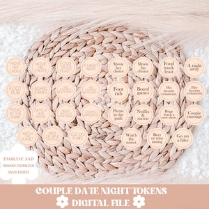 Fichas SVG para citas nocturnas, archivo para citas nocturnas en pareja, archivo para parejas, fichas SVG para citas nocturnas, archivo de fichas, archivo SVG de Glowforge, ideas SVG para citas nocturnas
