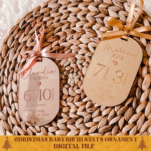 Ornement de stats de naissance de bébé svg, premier ornement de Noël de bébé svg, svg d'ornement de Noël bébé, ornement de bébé svg, premier ornement de Noël