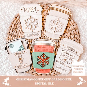 Porta-cartão-presente de café svg, cartão-presente de natal svg, cartão-presente de enfeite de natal svg, cartão-presente de natal svg, café svg, glowforge svg