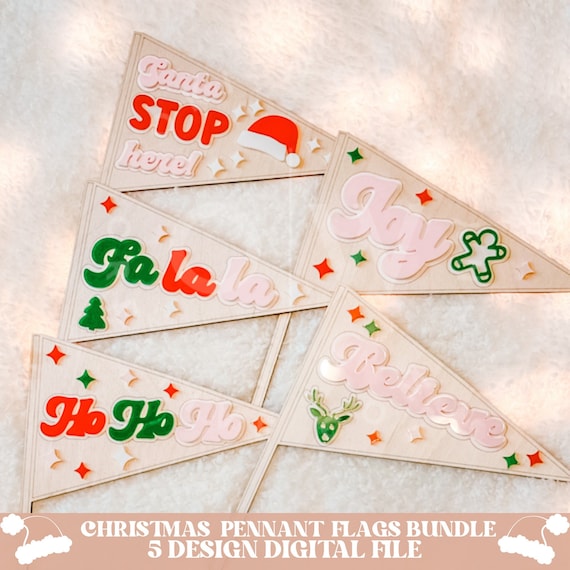 Christmas pennant flag svg, christmas decor svg, christmas decoration svg, christmas svg file, pennant flag svg, santa pennant svg, santa