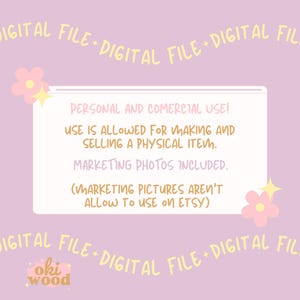 May include: Pink and yellow digital file graphic with the text "PERSONAL AND COMERCIAL USE! USE IS ALLOWED FOR MAKING AND SELLING A PHYSICAL ITEM. MARKETING PHOTOS INCLUDED. (MARKETING PICTURES AREN'T ALLOW TO USE ON ETSY)"