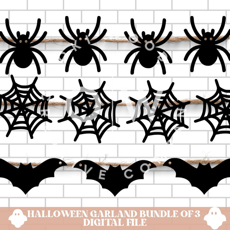 Halloween Garland Svg Bat Garland Svg Spider Web Garland - Etsy
