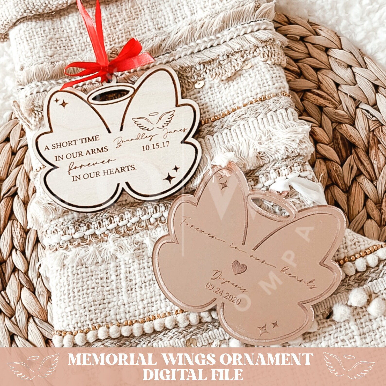 Memorial Ornament Svg, Wings Ornament Svg, Angel Ornament Svg, Memorial