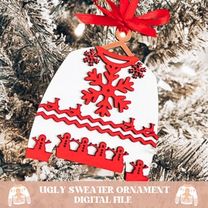 Hässlicher Pullover Ornament svg, hässlicher Pullover svg, Weihnachtsverzierung svg, Weihnachtssvg, Weihnachtsdatei, frohe Weihnachten Verzierung svg, Weihnachten Bild 6