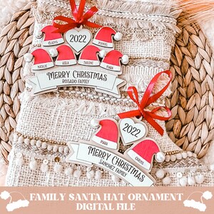 Adorno navideño SVG, gorro de Papá Noel SVG, archivo de adorno navideño familiar, adorno de Papá Noel SVG, Navidad SVG, adorno de Papá Noel SVG, archivo de Navidad imagen 3