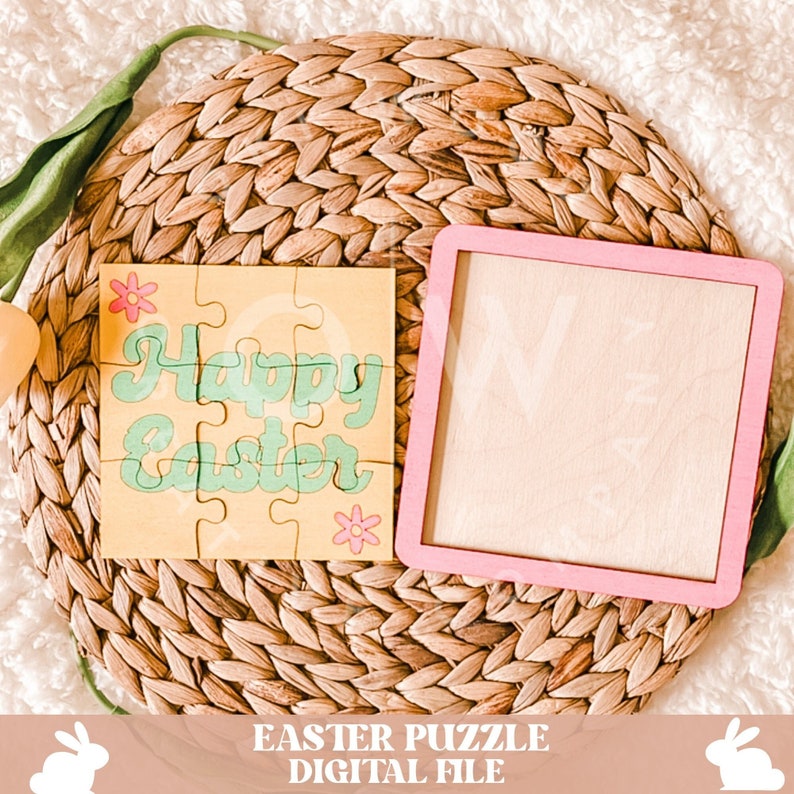 Easter puzzle svg, easter bunny puzzle svg, puzzle svg, easter svg, bunny svg, rabbit svg, easter decor svg, easter basket svg, bunny puzzle image 1