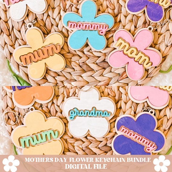 Mothers day keychain bundle svg, mother keychain svg, mother gift svg, mother svg, keychain svg, mothers day svg, flower keychain svg, svg