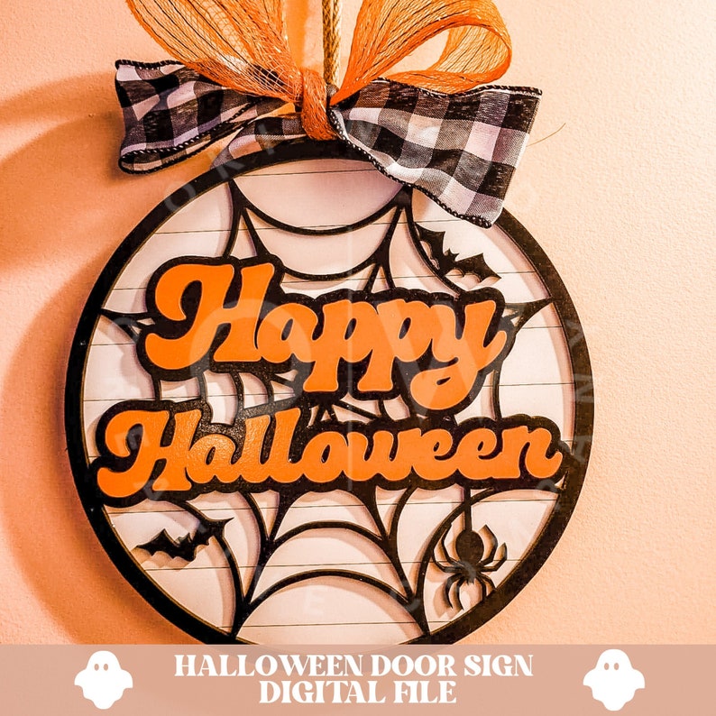 Happy Halloween Door Sign Svg Happy Halloween Svg Halloween Etsy