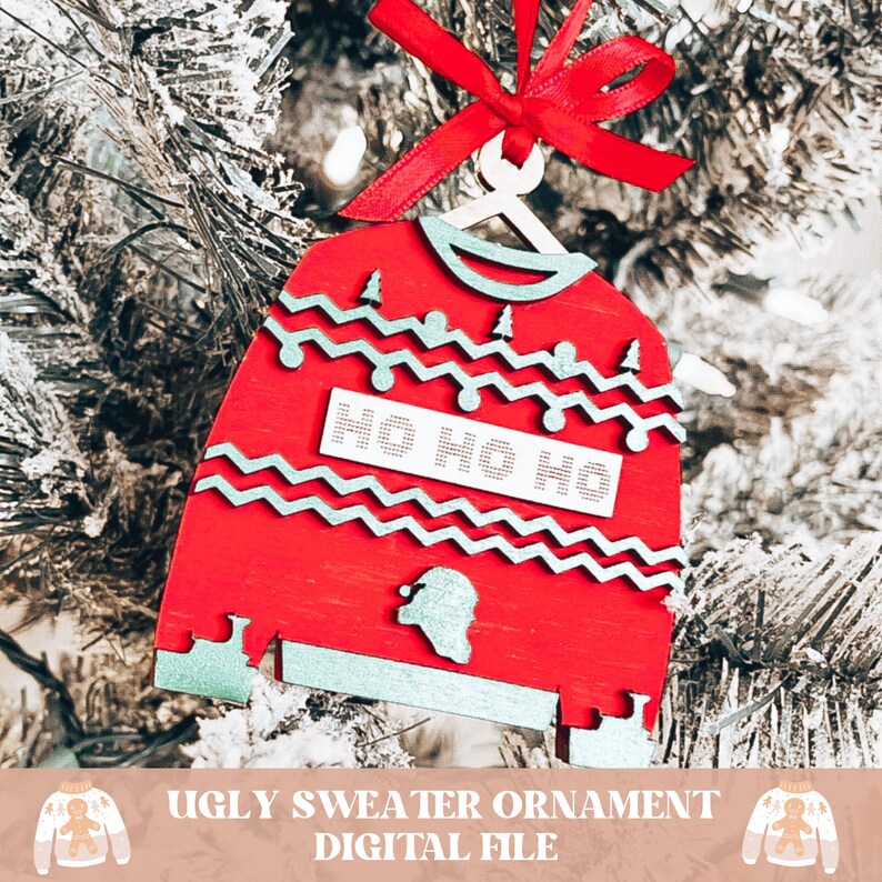 Hässlicher Pullover Ornament svg, hässlicher Pullover svg, Weihnachtsverzierung svg, Weihnachtssvg, Weihnachtsdatei, frohe Weihnachten Verzierung svg, Weihnachten Bild 8