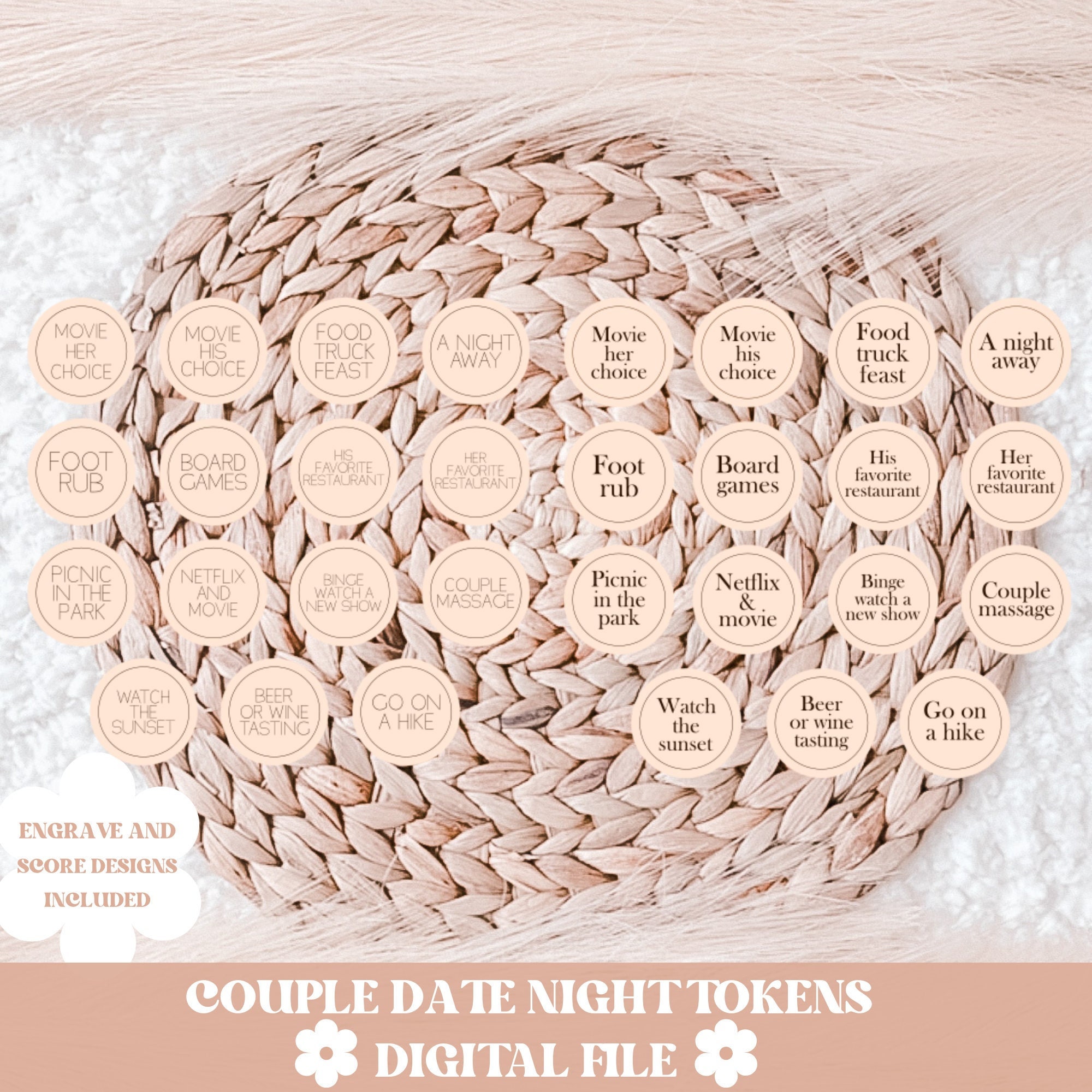 Date Night Activity Tokens, DIY Funny Tokens 20 Couples Games Date Night  Ideas Date Night Games Funny Wooden Couples Date Night Activity Token for  Couples (Herat 2)–DIY Box By Yourself – BigaMart