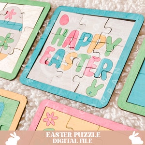 Easter puzzle svg, easter bunny puzzle svg, puzzle svg, easter svg, bunny svg, rabbit svg, easter decor svg, easter basket svg, bunny puzzle image 3