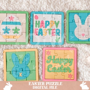 Easter puzzle svg, easter bunny puzzle svg, puzzle svg, easter svg, bunny svg, rabbit svg, easter decor svg, easter basket svg, bunny puzzle image 2
