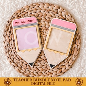 Pacote de bloco de notas do professor svg, bloco de notas do professor svg, presente do professor svg, lápis svg, glowforge svg, suporte para bloco de notas svg, suporte para nota adesiva svg