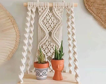 Macrame Wall Hanging Shelf - Boho Home Decor - Tapestry Cotton Shelf