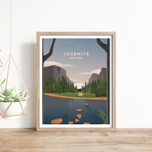 Yosemite print, modern travel poster, National park art, gift for traveler, travel home decor